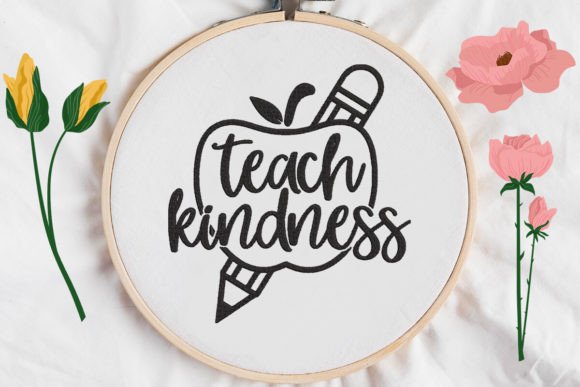 Teach Kindness, Apple and Pencil Embroidery Review